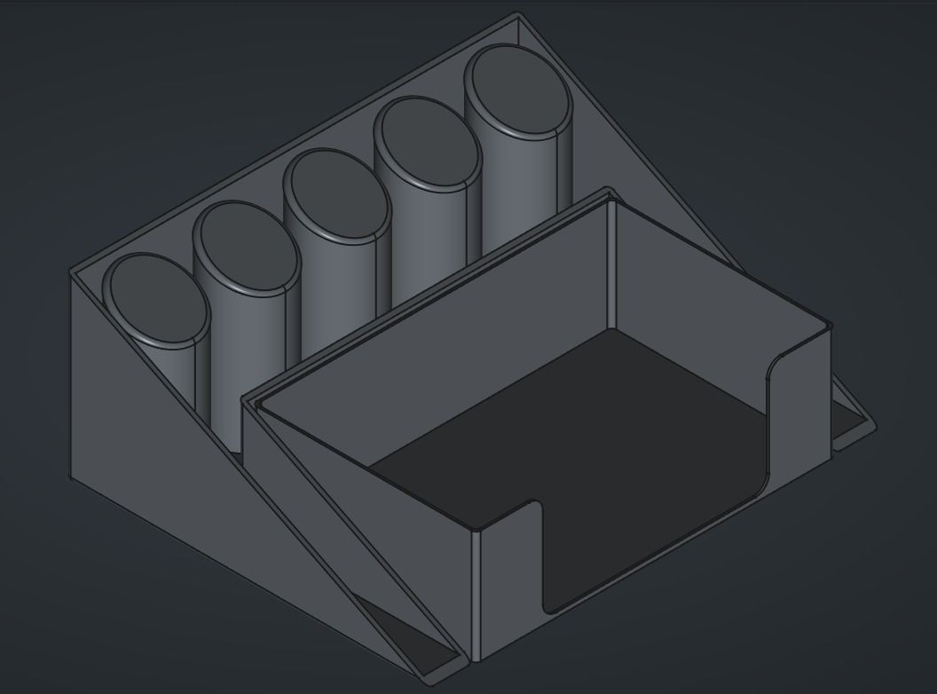 3d printable pen holder with holes with paper note holder 3D print model_3