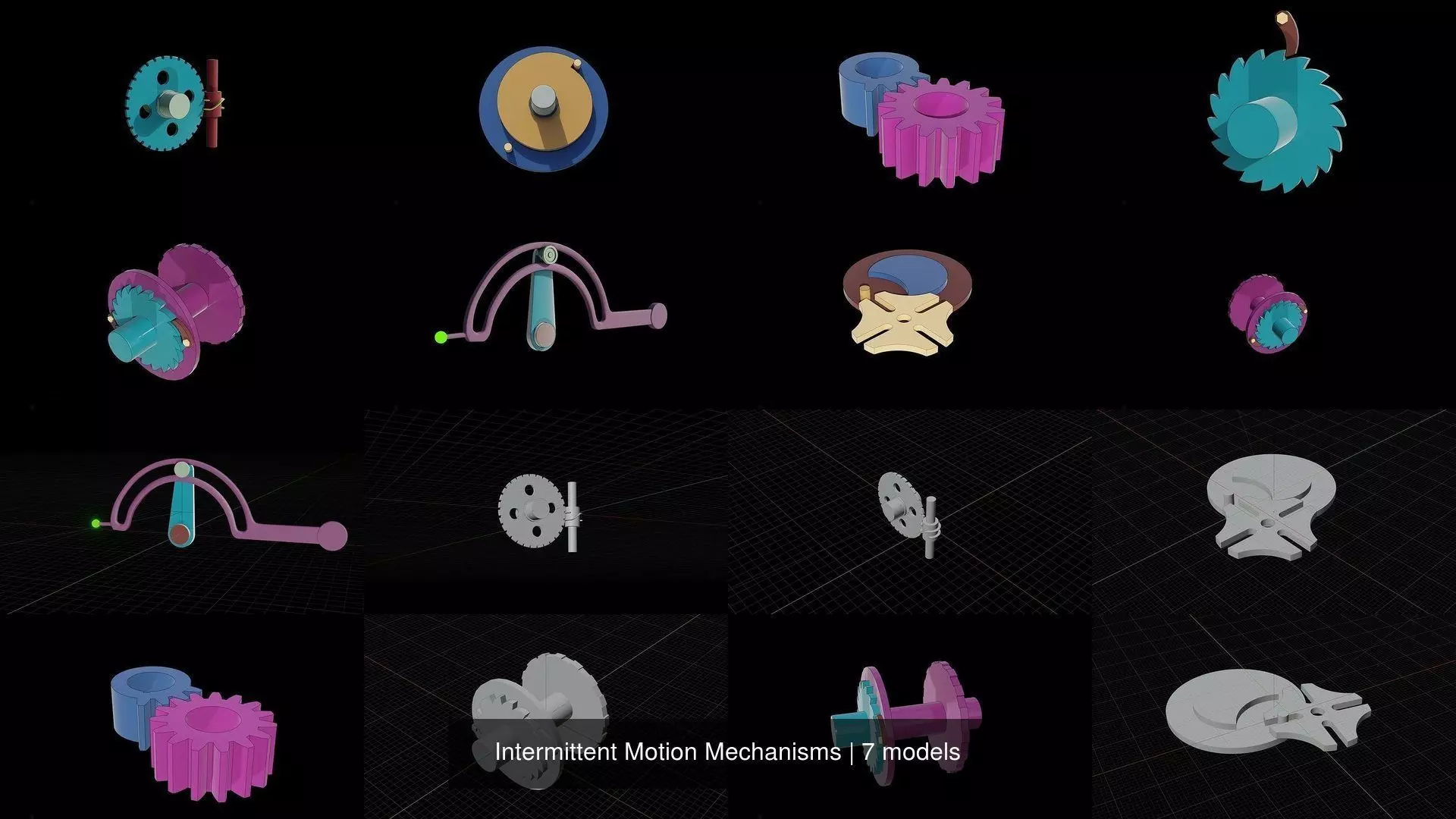 Intermittent Motion Mechanisms 3D Model Collection_0