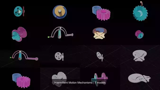 Intermittent Motion Mechanisms 3D Model Collection