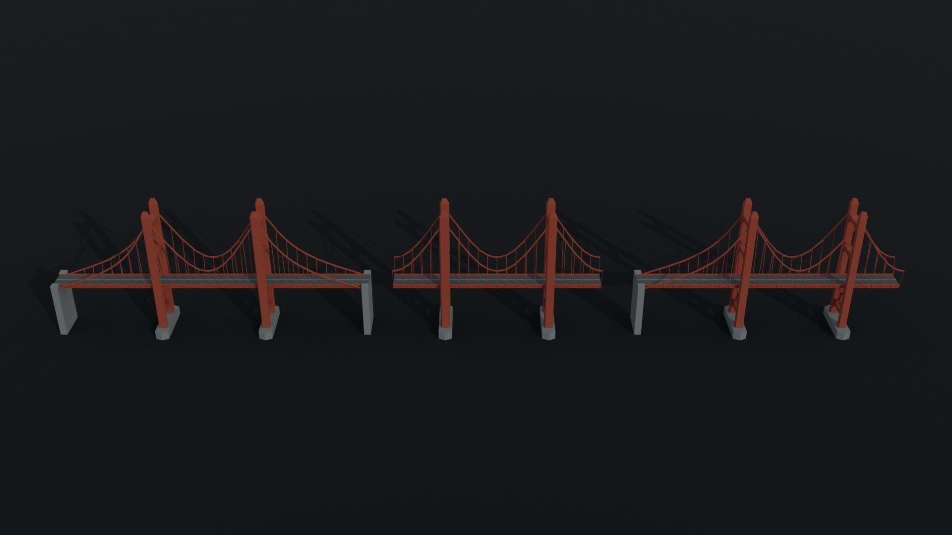 Cartoon modern bridges Polygonal Style Low-poly 3D model_4