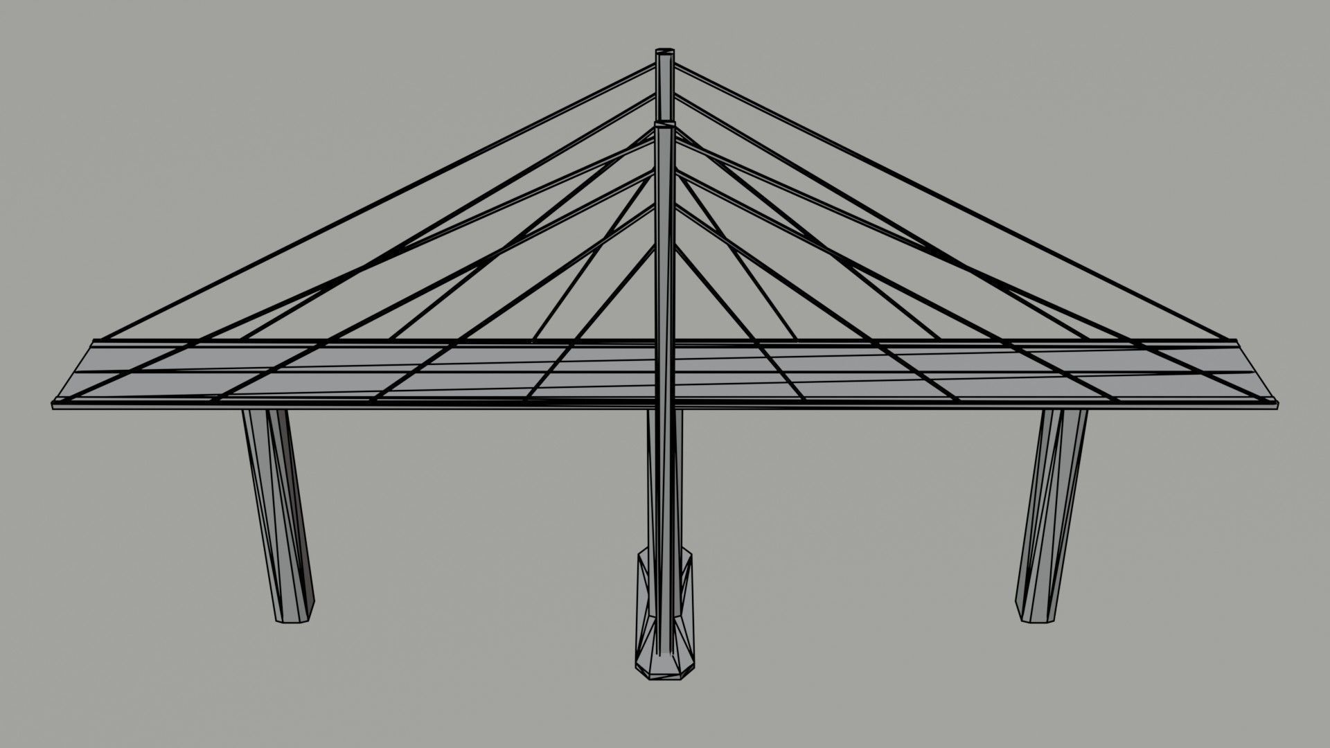 Cartoon modern bridges Polygonal Style Low-poly 3D model_8