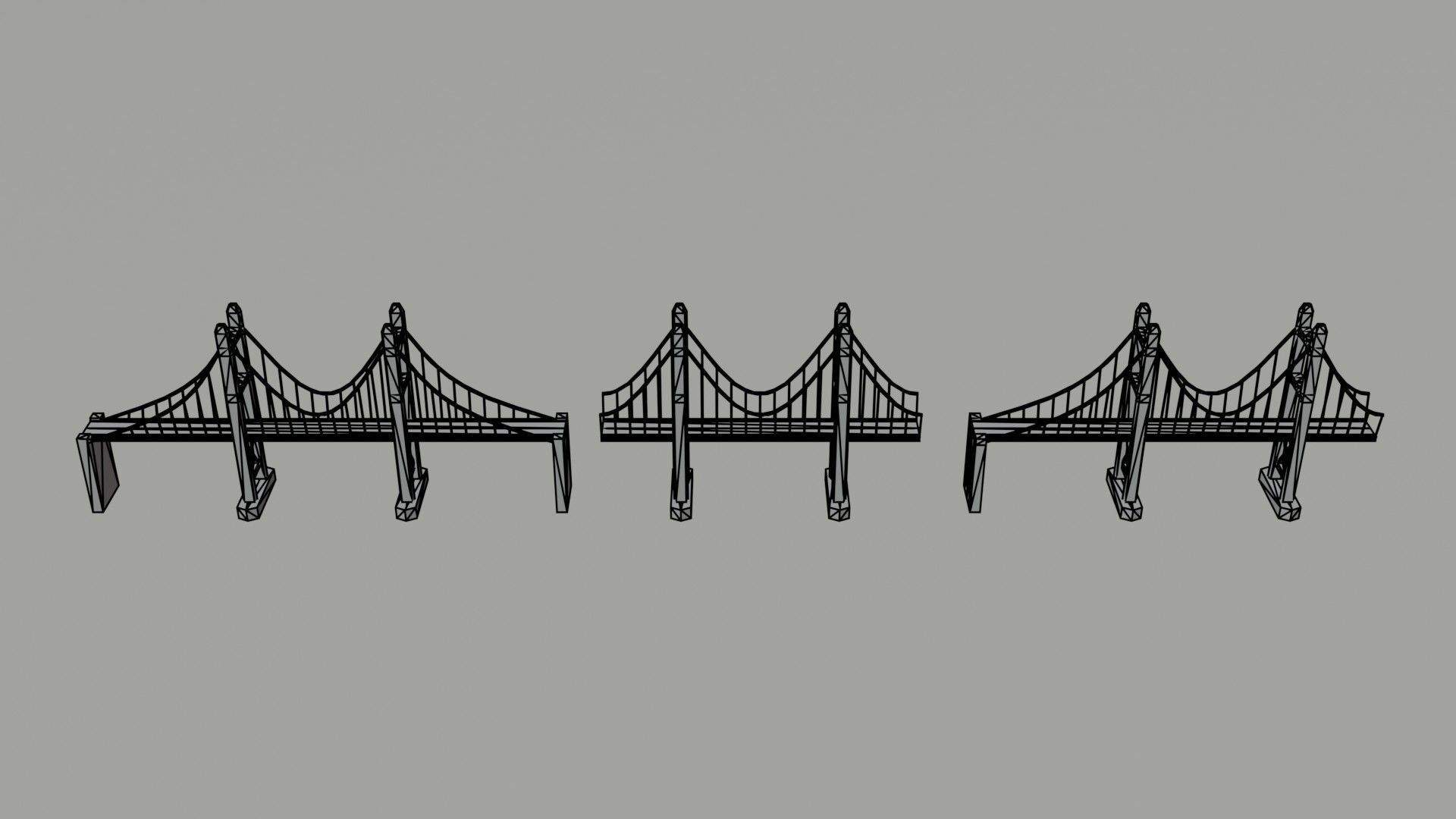 Cartoon modern bridges Polygonal Style Low-poly 3D model_6