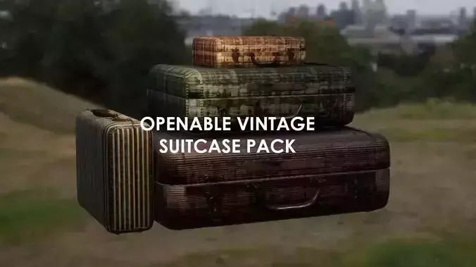 Openable Vintage Suitcase Pack - 4K PBR Low-poly 3D model