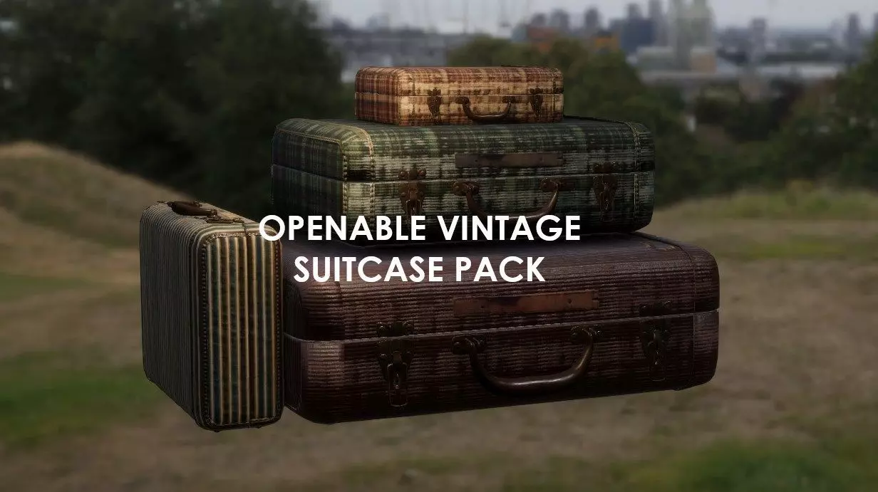 Openable Vintage Suitcase Pack - 4K PBR Low-poly 3D model_0