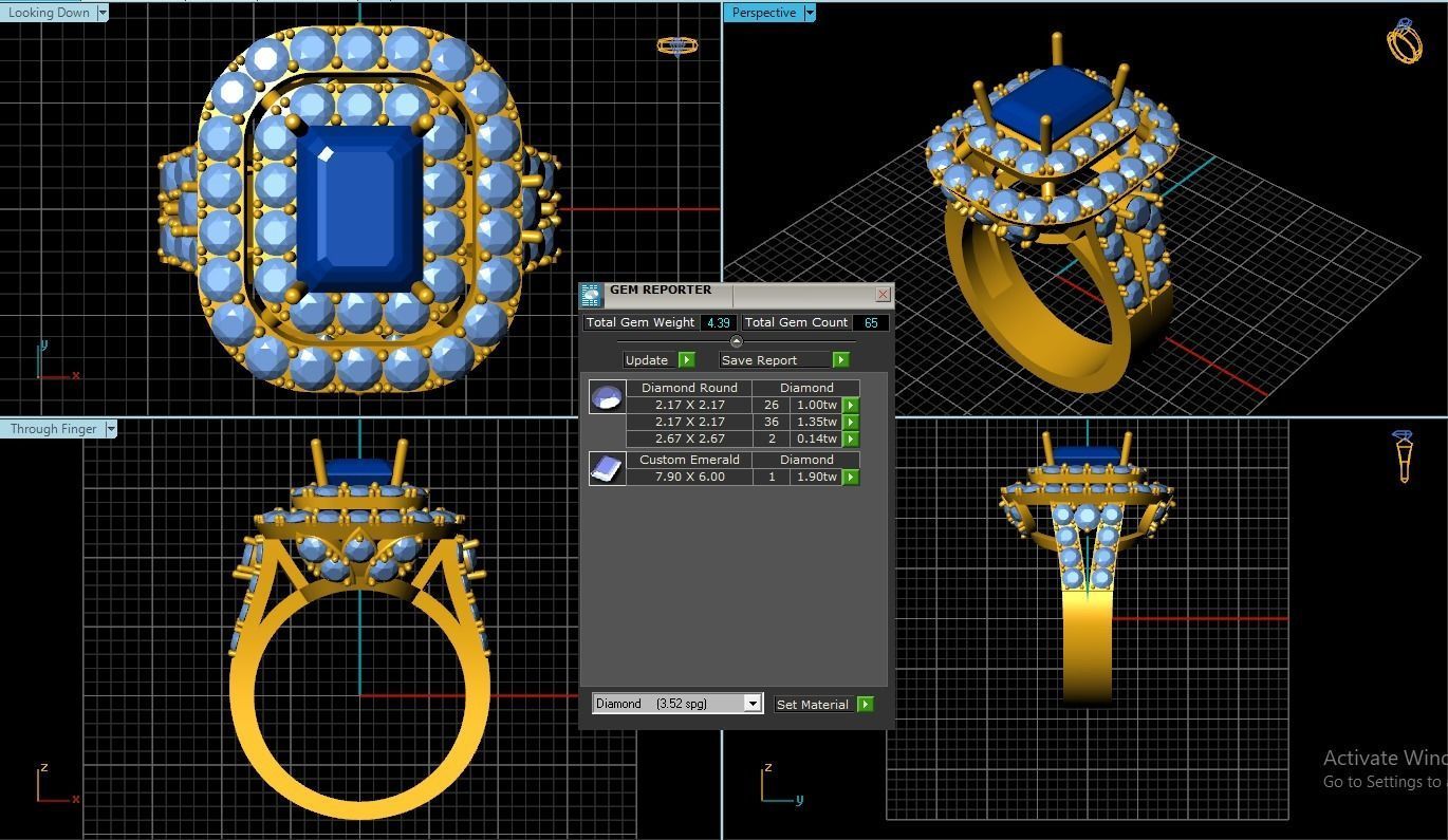 Emerald Ring 3D print model_1