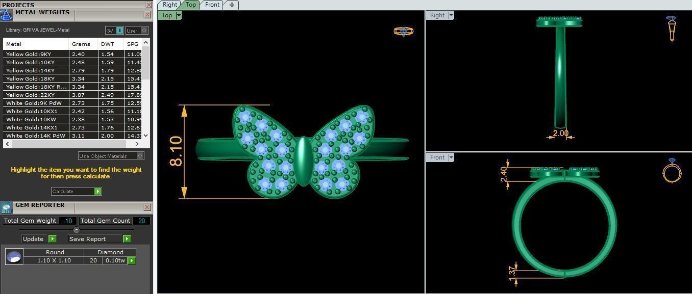 Butterfly Light Wight Ring 3d Model and Render  3D print model_9