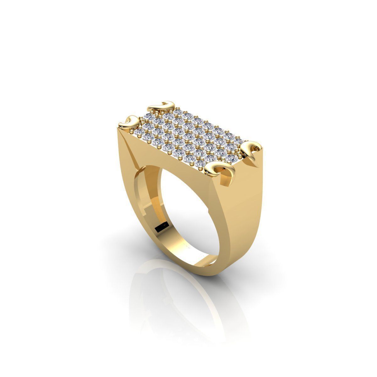 Wide Mens Diamond Ring 3d Model and Render  3D print model_6