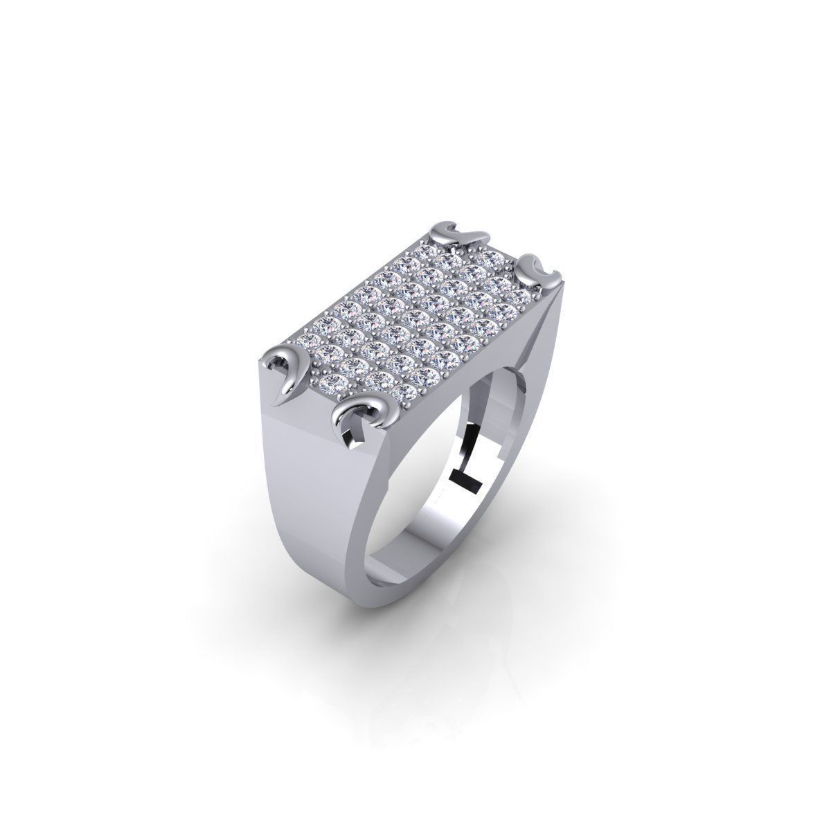 Wide Mens Diamond Ring 3d Model and Render  3D print model_5