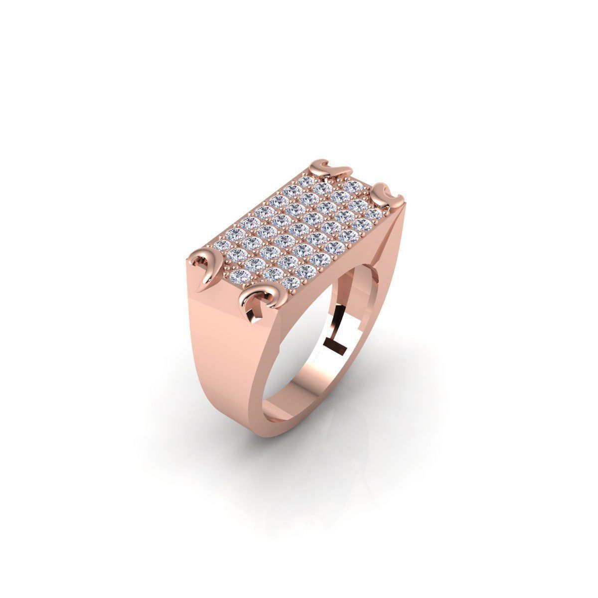 Wide Mens Diamond Ring 3d Model and Render  3D print model_4