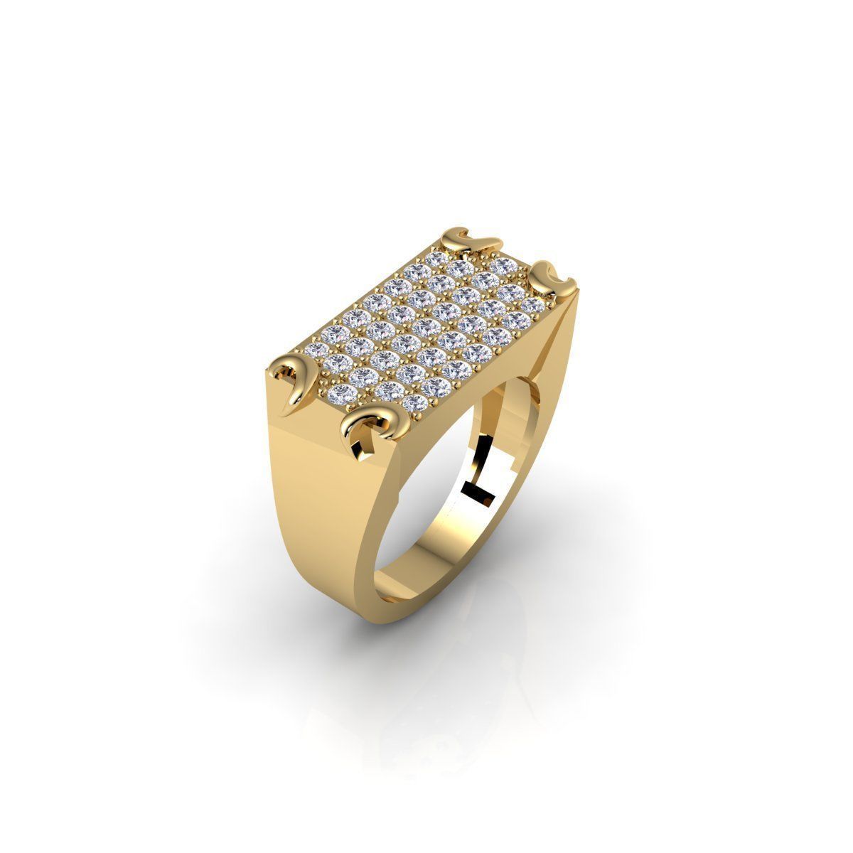 Wide Mens Diamond Ring 3d Model and Render  3D print model_3
