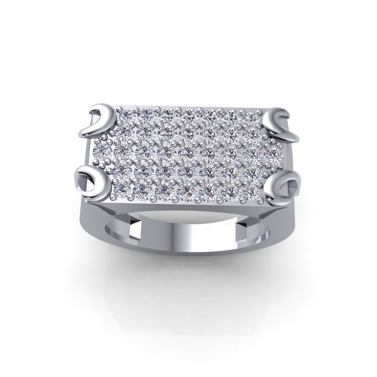 Wide Mens Diamond Ring 3d Model and Render  3D print model_2