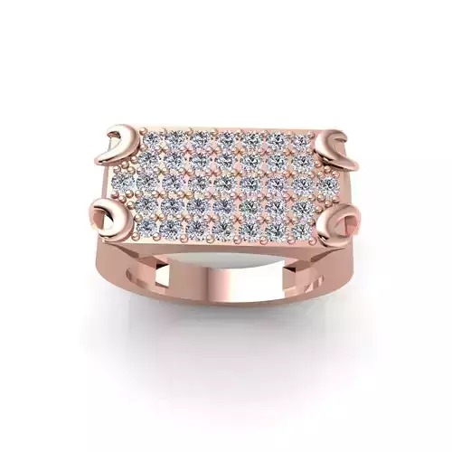 Wide Mens Diamond Ring 3d Model and Render 