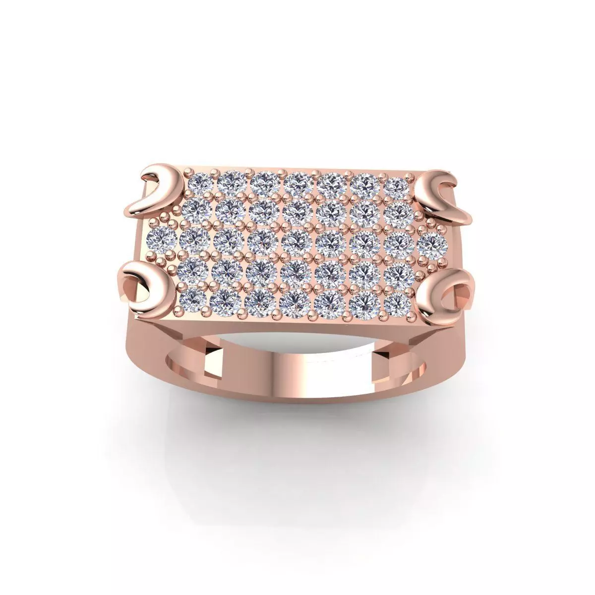 Wide Mens Diamond Ring 3d Model and Render  3D print model_0