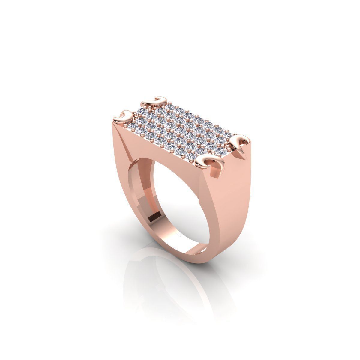 Wide Mens Diamond Ring 3d Model and Render  3D print model_7