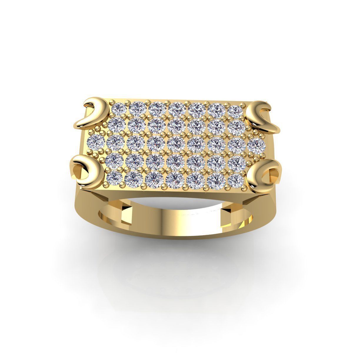 Wide Mens Diamond Ring 3d Model and Render  3D print model_1