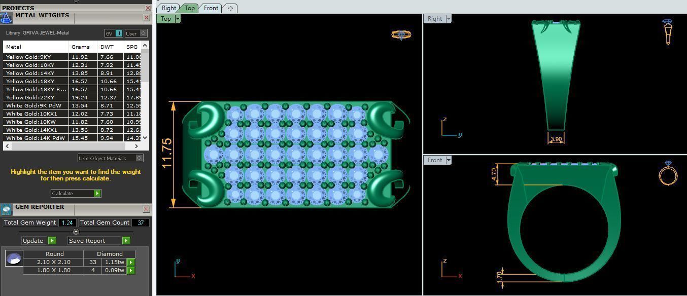 Wide Mens Diamond Ring 3d Model and Render  3D print model_9