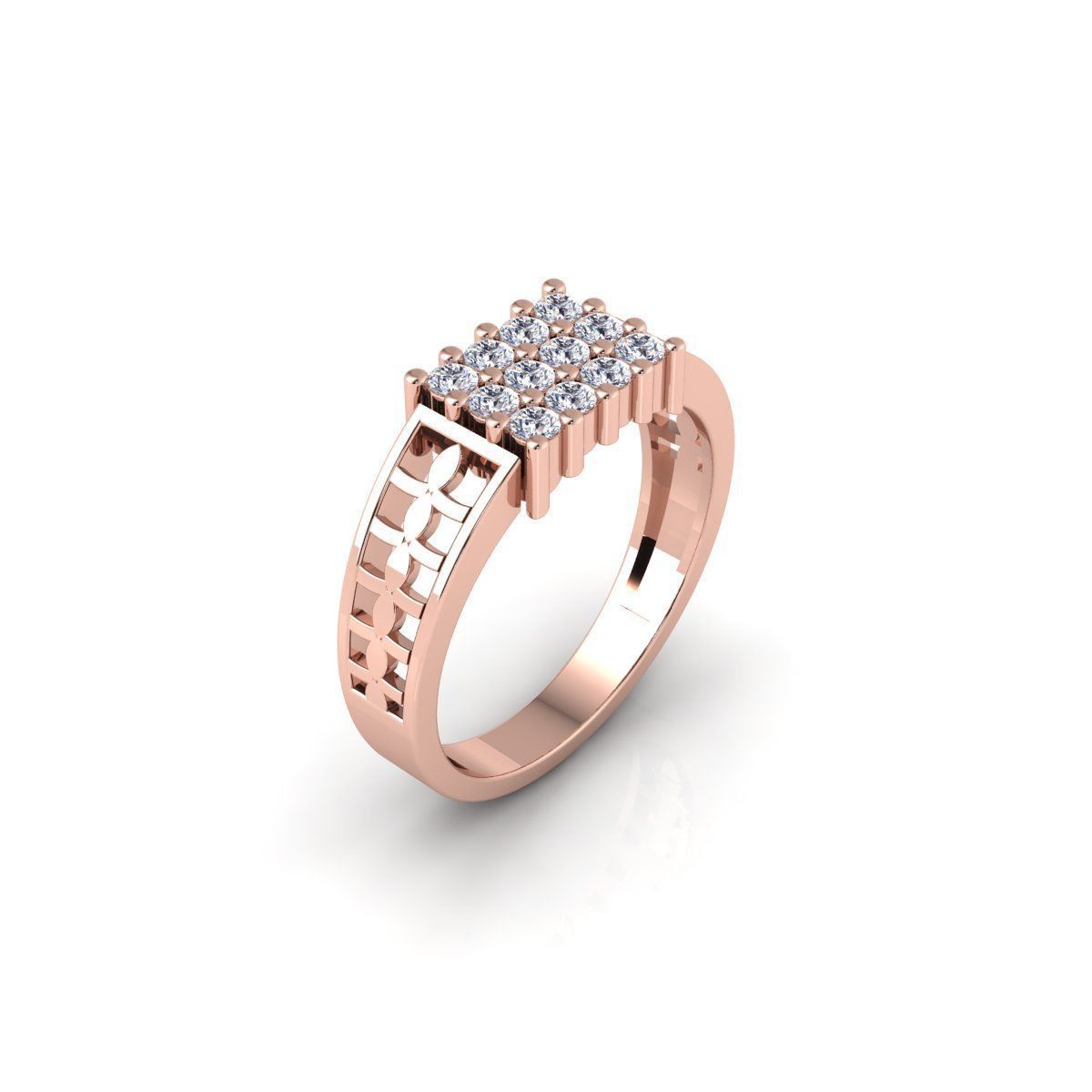 Mens Diamond Ring 7 3d Model and Render  3D print model_4
