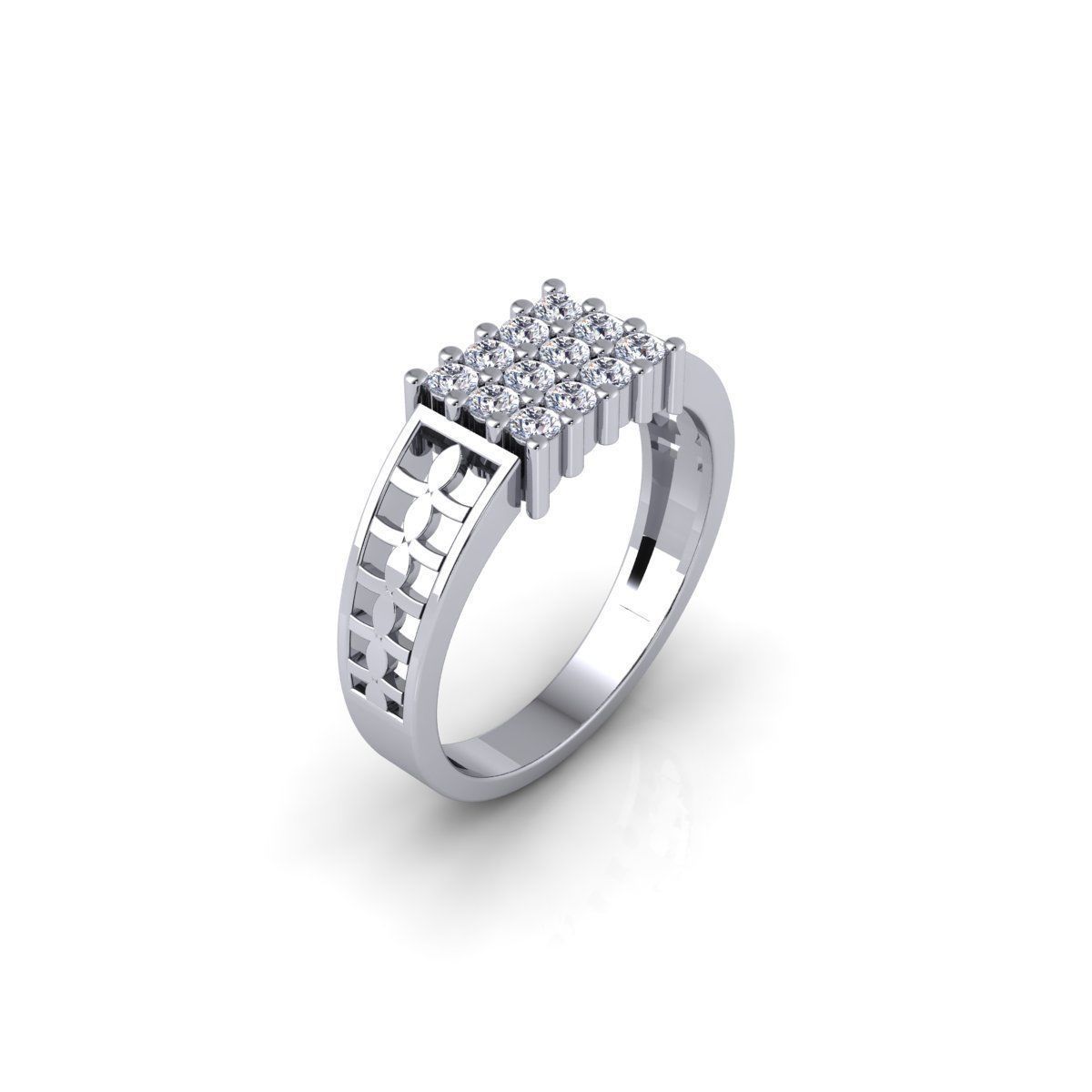 Mens Diamond Ring 7 3d Model and Render  3D print model_5