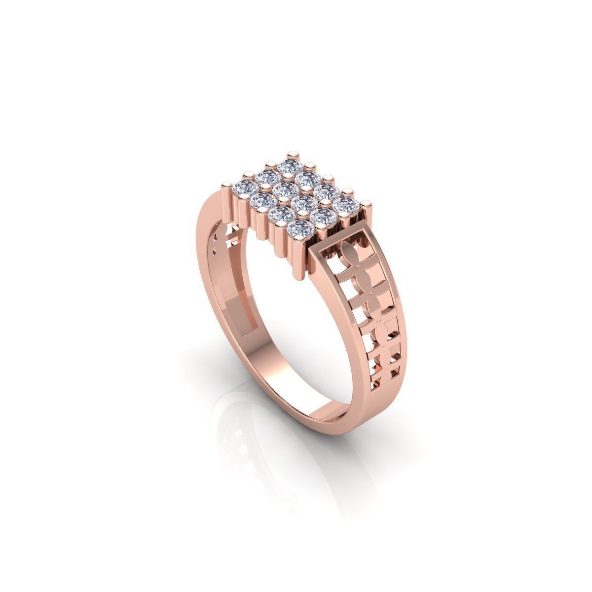 Mens Diamond Ring 7 3d Model and Render  3D print model_7