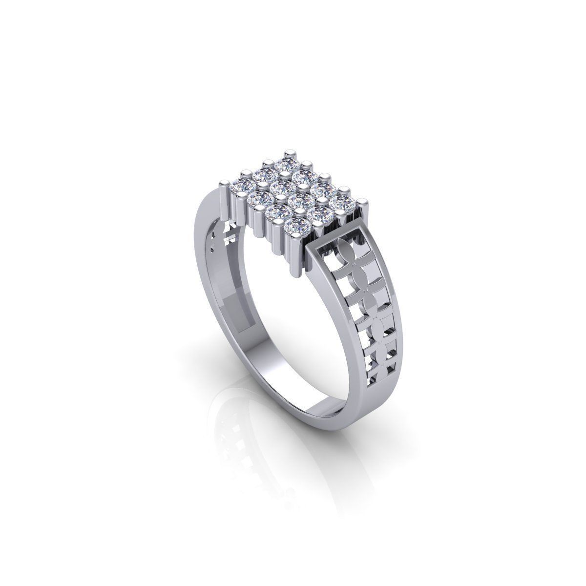 Mens Diamond Ring 7 3d Model and Render  3D print model_8