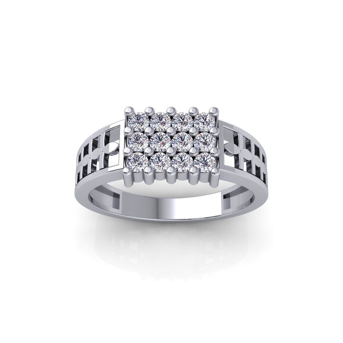 Mens Diamond Ring 7 3d Model and Render  3D print model_2