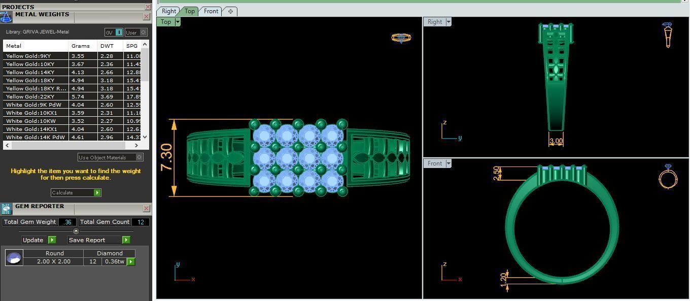 Mens Diamond Ring 7 3d Model and Render  3D print model_9