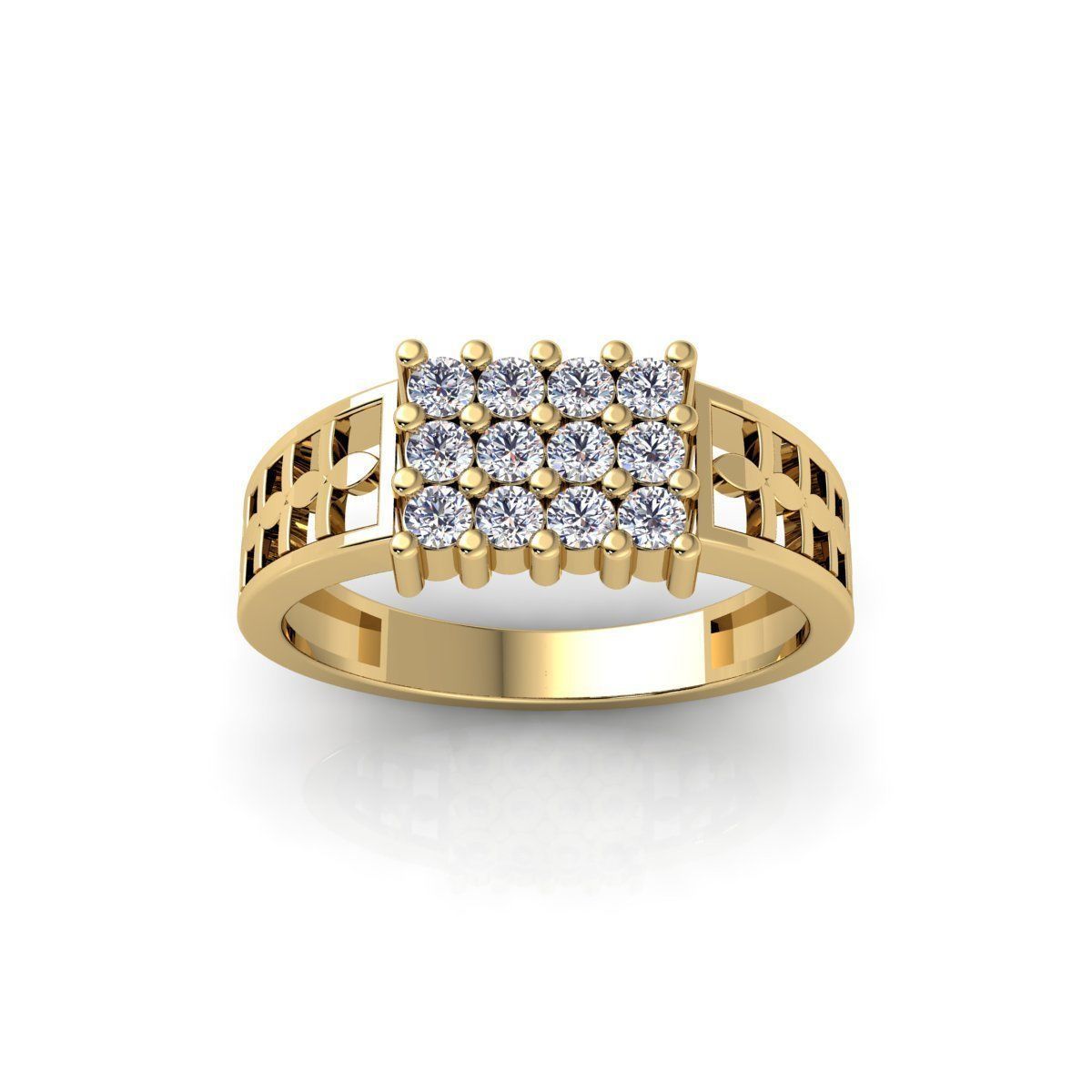 Mens Diamond Ring 7 3d Model and Render  3D print model_1