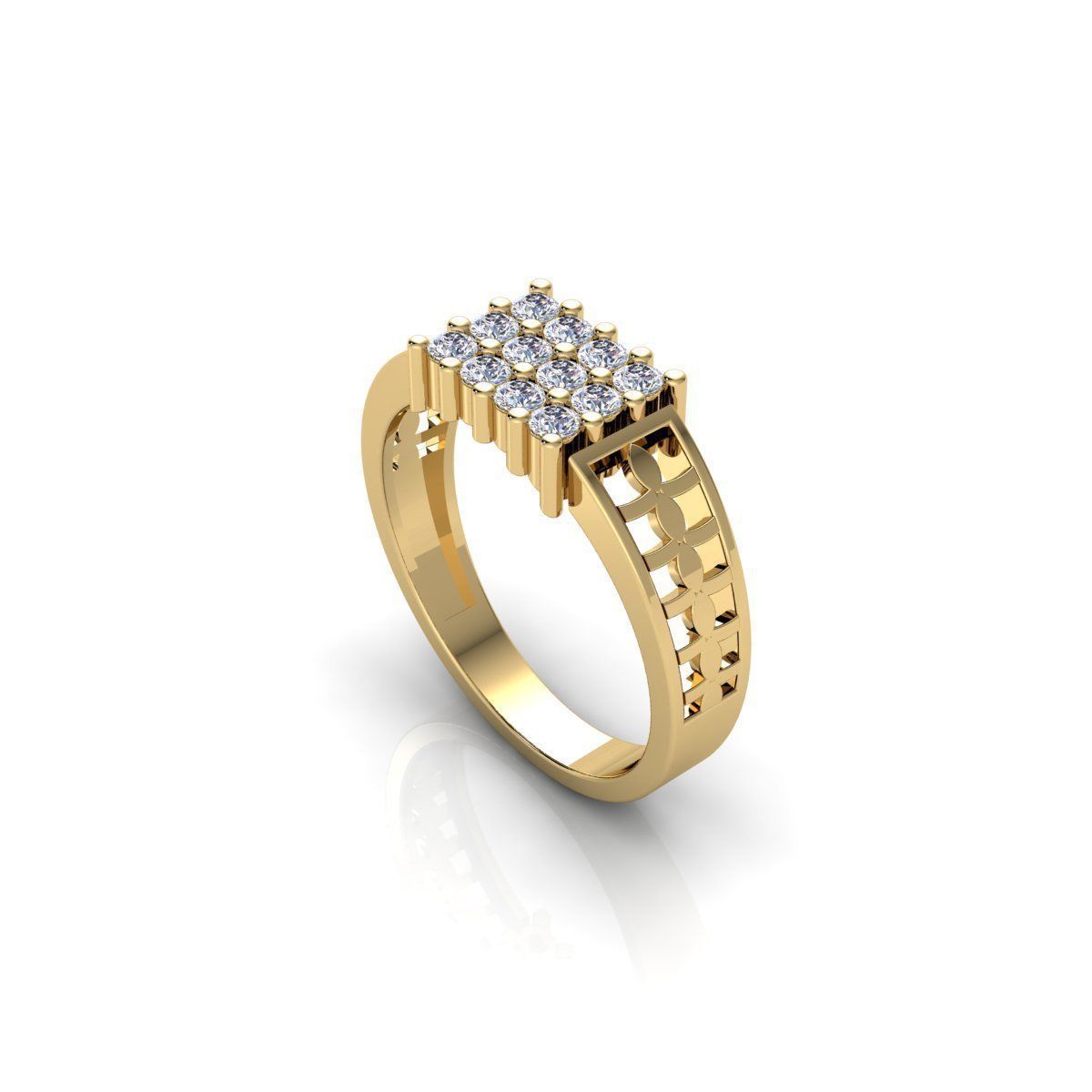 Mens Diamond Ring 7 3d Model and Render  3D print model_6