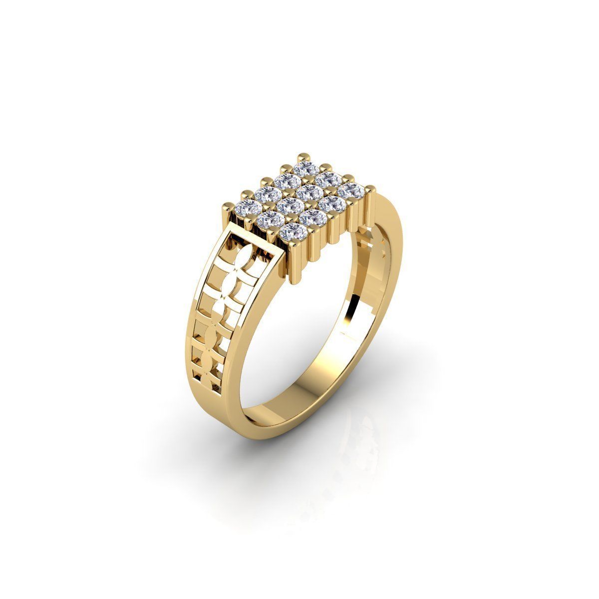 Mens Diamond Ring 7 3d Model and Render  3D print model_3