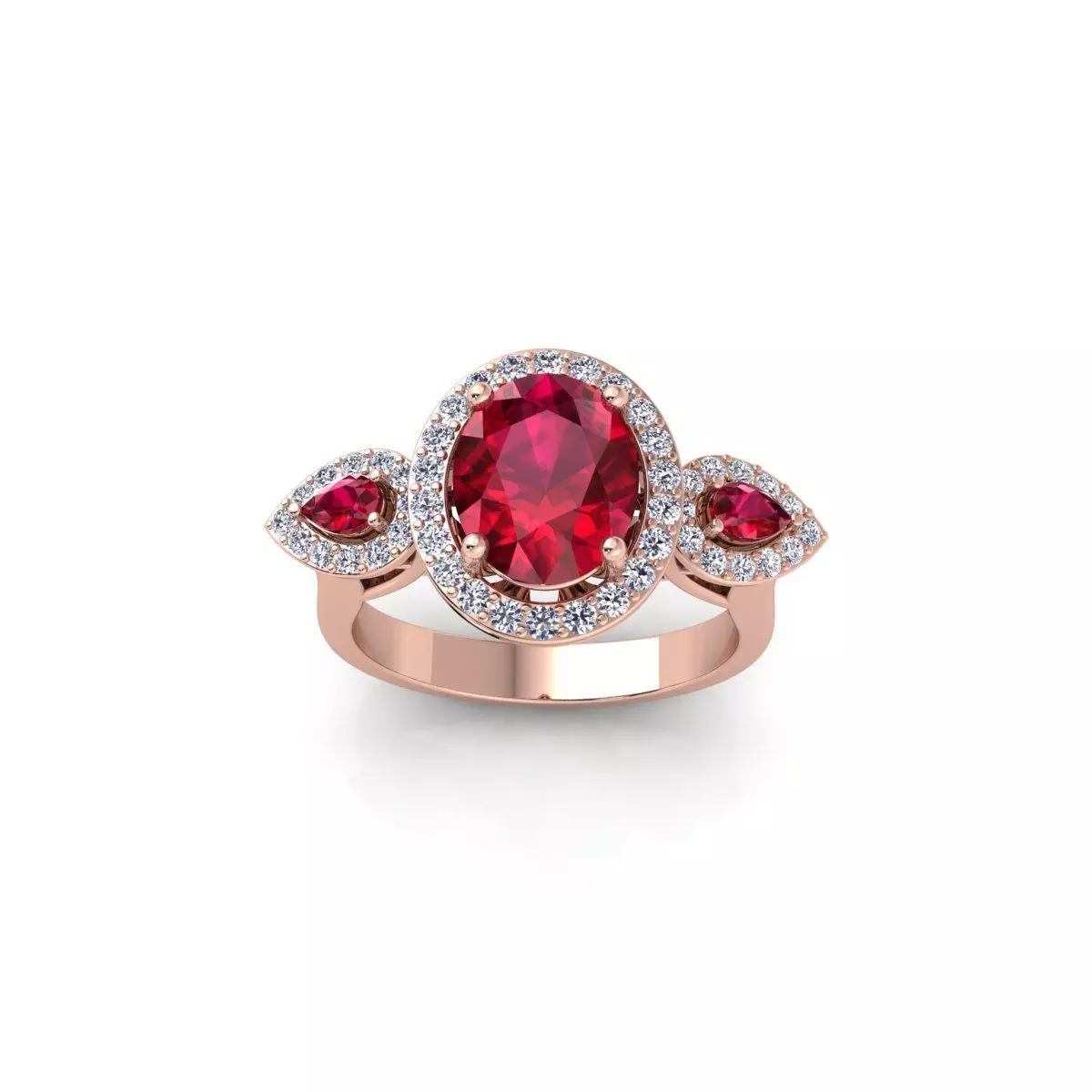 Ovel and Pear With halo Diamond Ring 3d Model and Render 3D print model_0