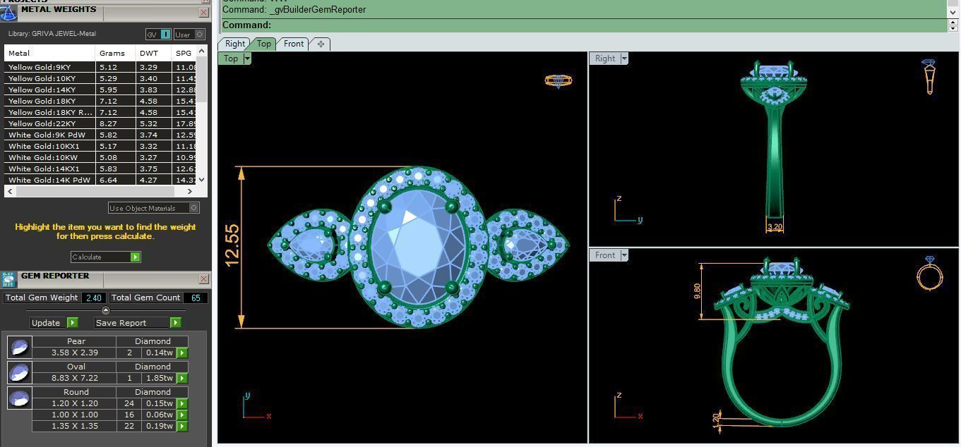 Ovel and Pear With halo Diamond Ring 3d Model and Render 3D print model_9