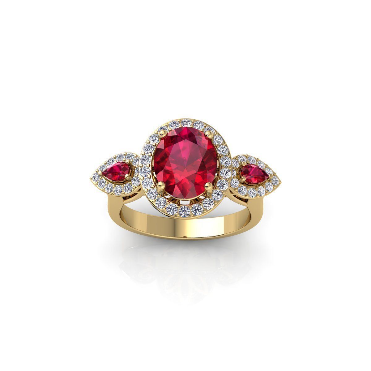 Ovel and Pear With halo Diamond Ring 3d Model and Render 3D print model_1