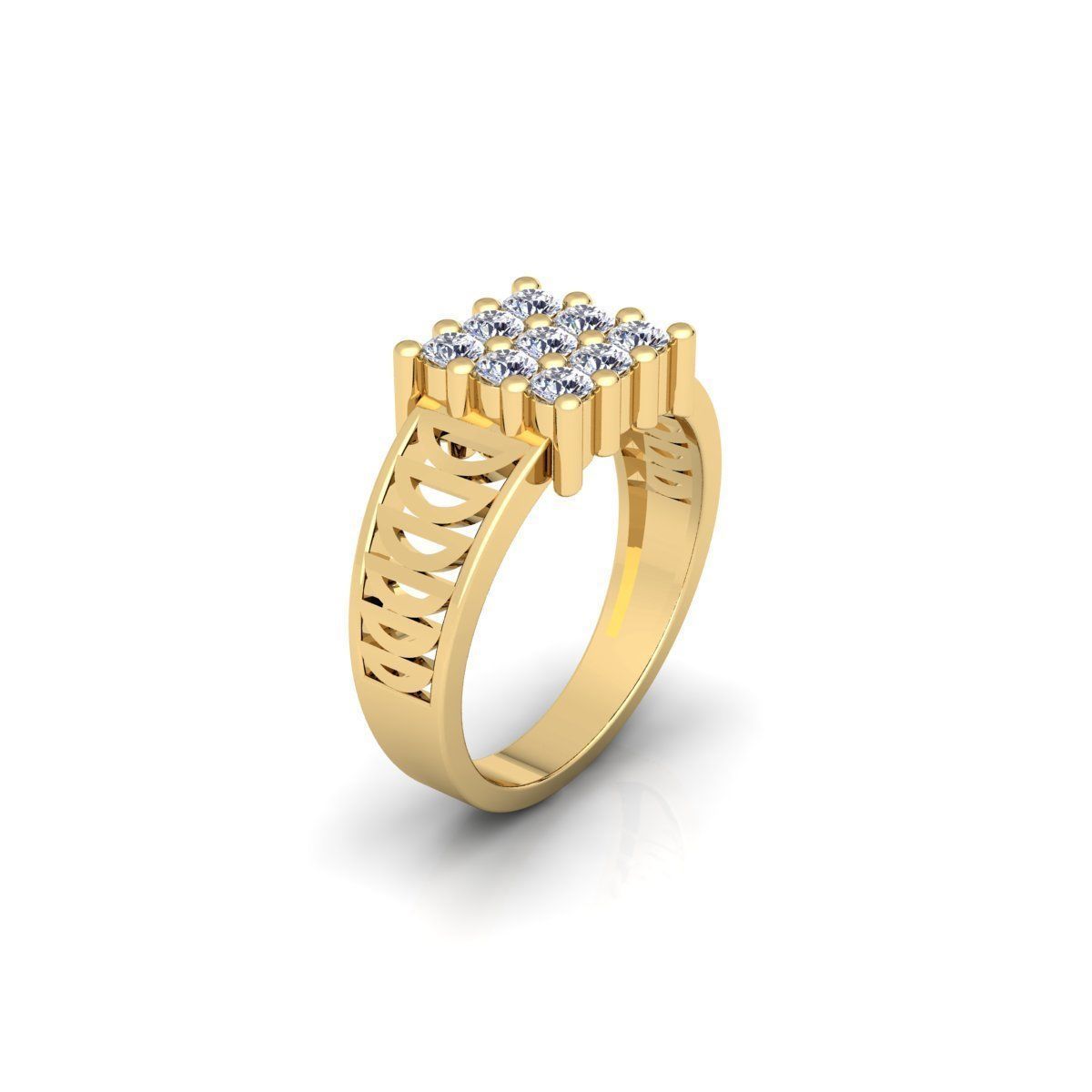Mens Diamond Ring 9 3d Model and Render 3D print model_3