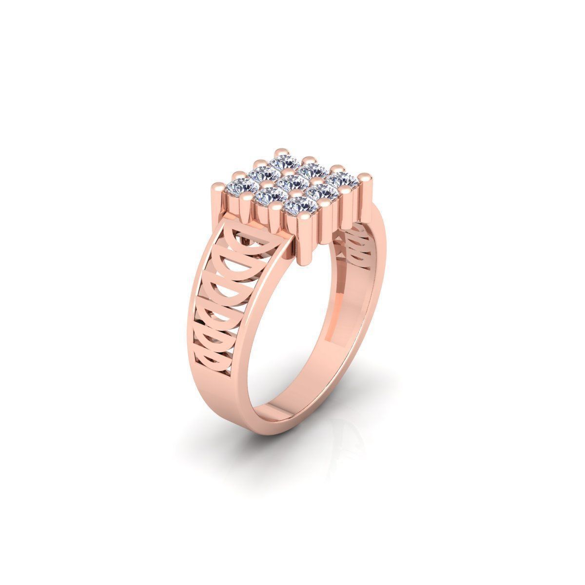 Mens Diamond Ring 9 3d Model and Render 3D print model_4