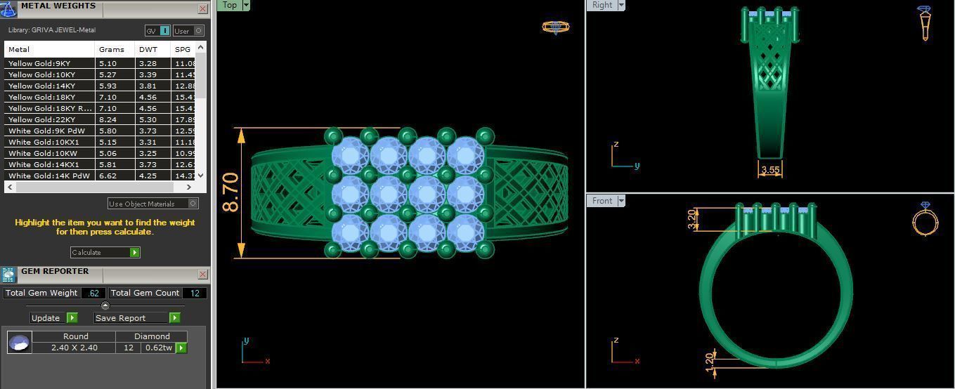 Mens Diamond Ring 8 3d model and Render 3D print model_9