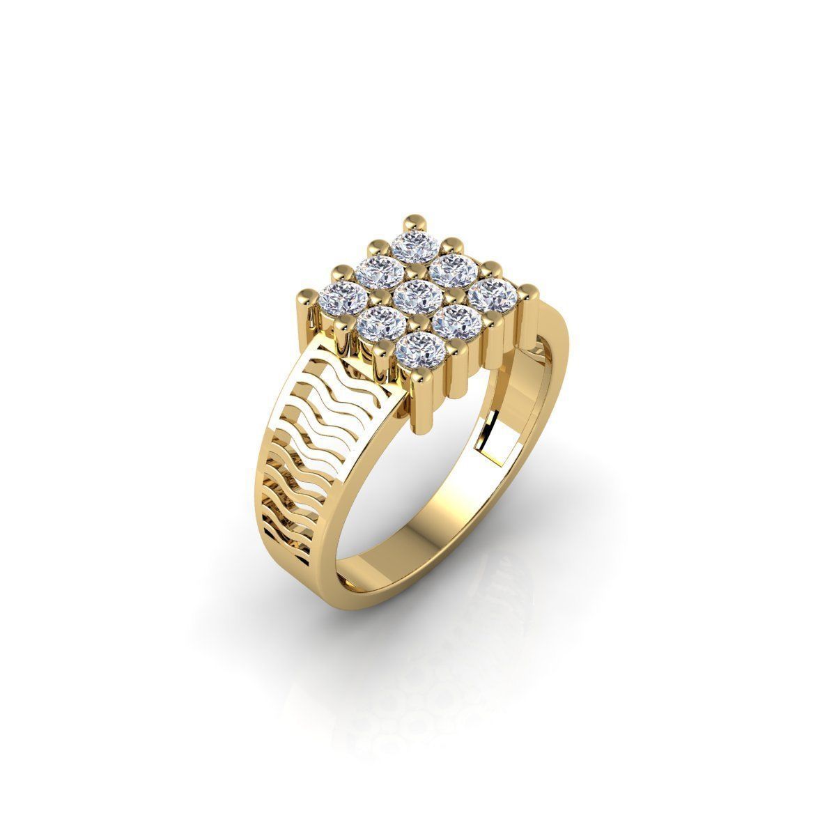 Mens Diamond Ring 2 3d Model and Render 3D print model_3