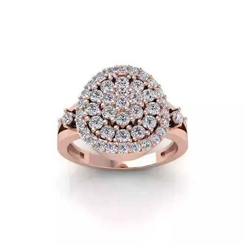 Small Stone Diamond Round Ring 3d Model and Render