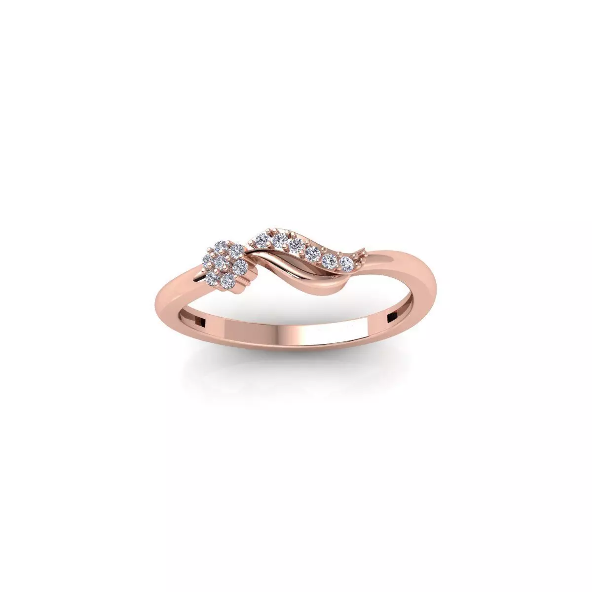 Light Weight Engagement Diamond Ring 3d Model and Render 3D print model_0