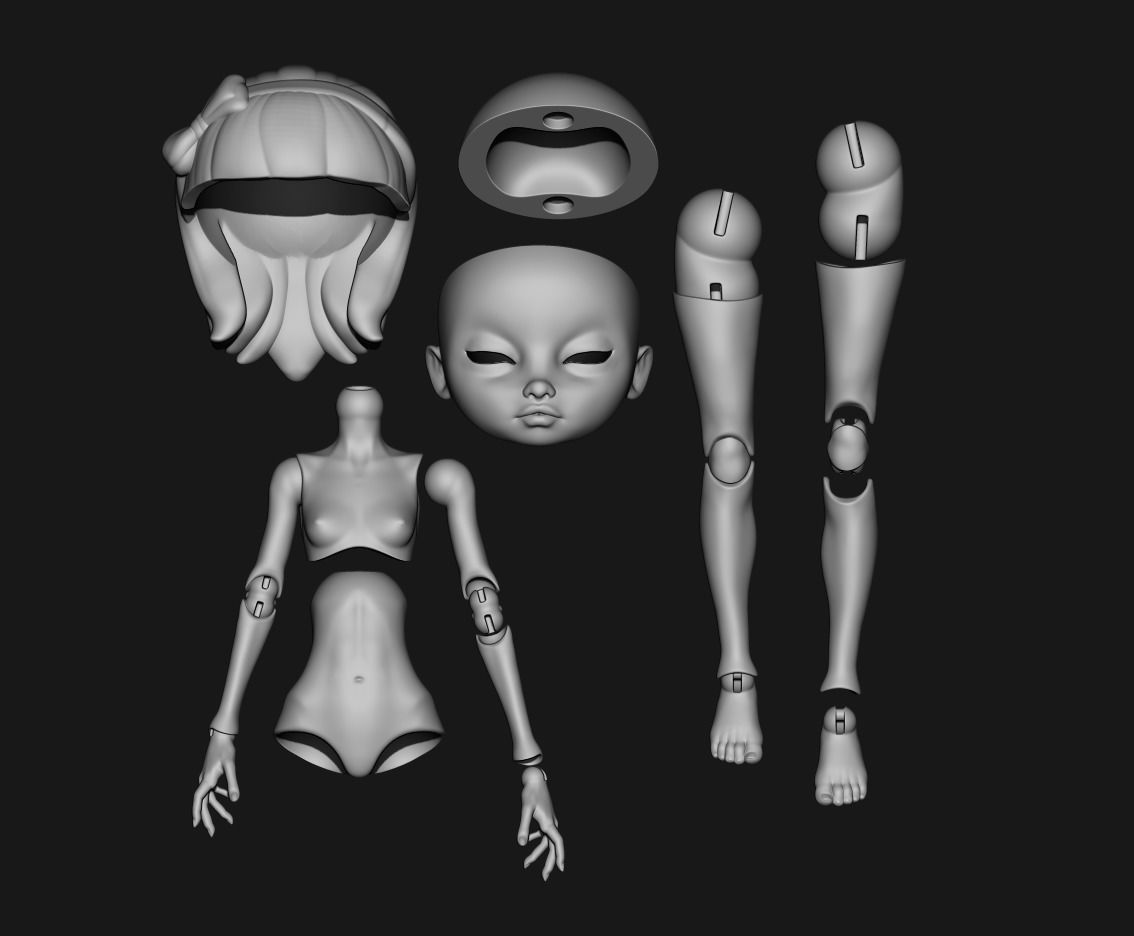 Emilia - 3D BJD model Bjd doll for 3d printing popovy 3d model 3D print model_7