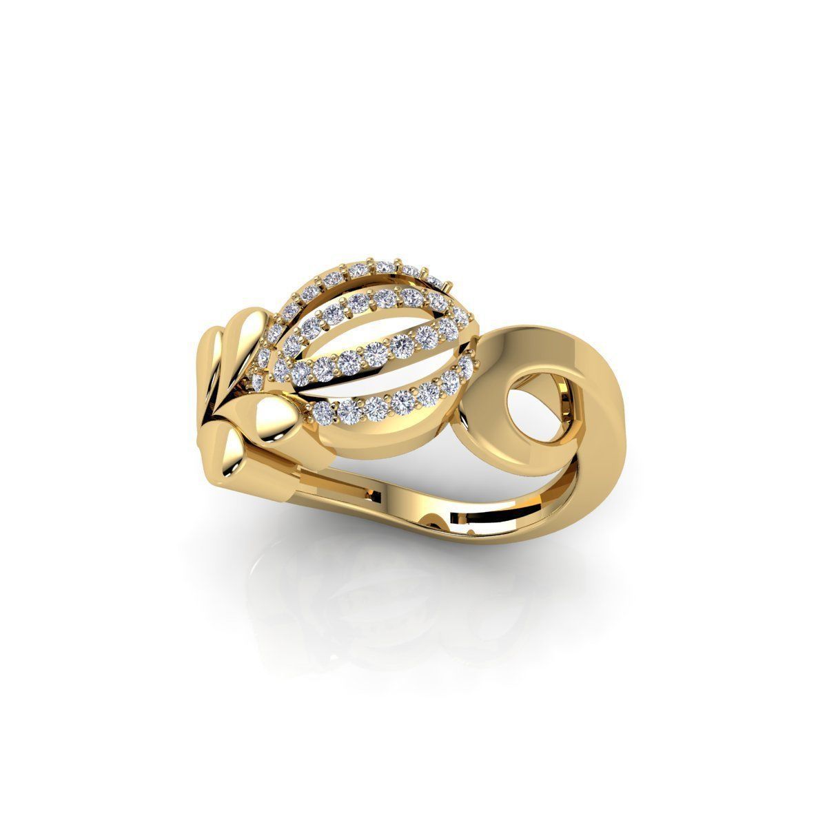 Fancy Design Engagement Ring 3d Model and Render 3D print model_1
