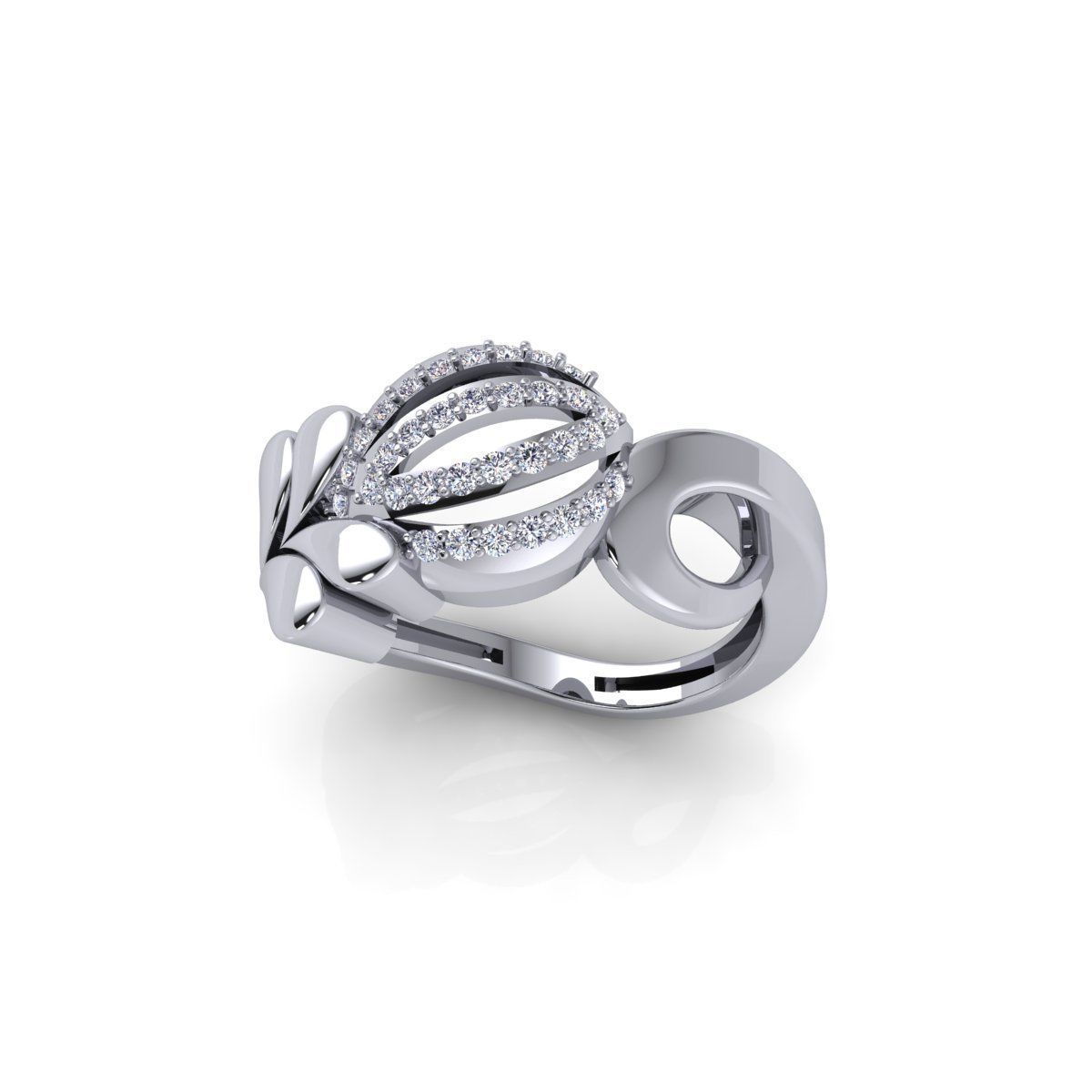 Fancy Design Engagement Ring 3d Model and Render 3D print model_2