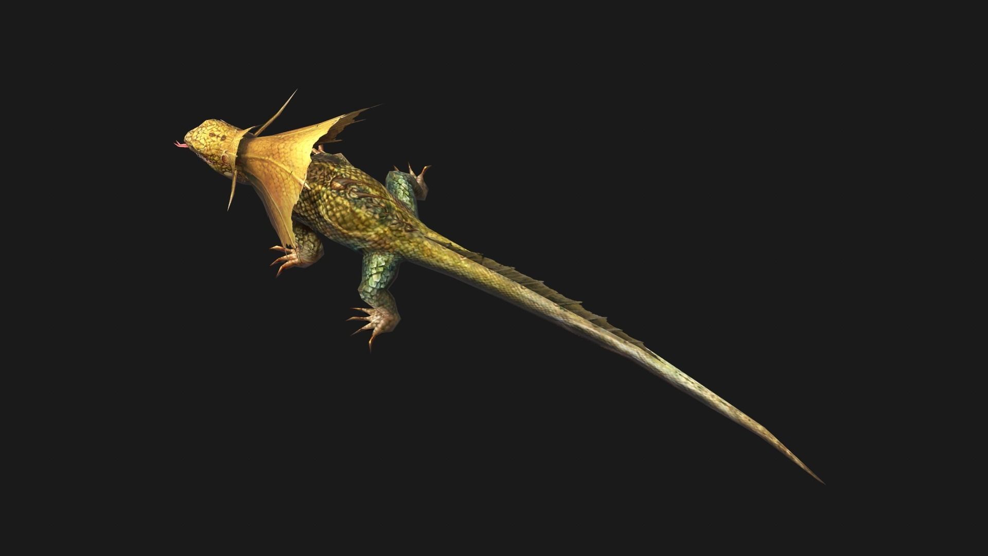 Animated Frill-Necked Lizard Low-poly 3D model_6