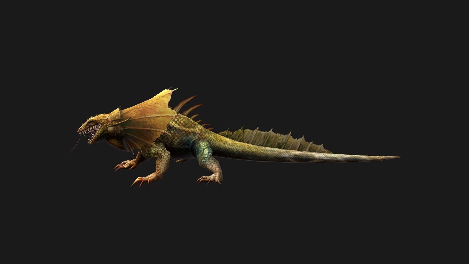 Animated Frill-Necked Lizard Low-poly 3D model_7
