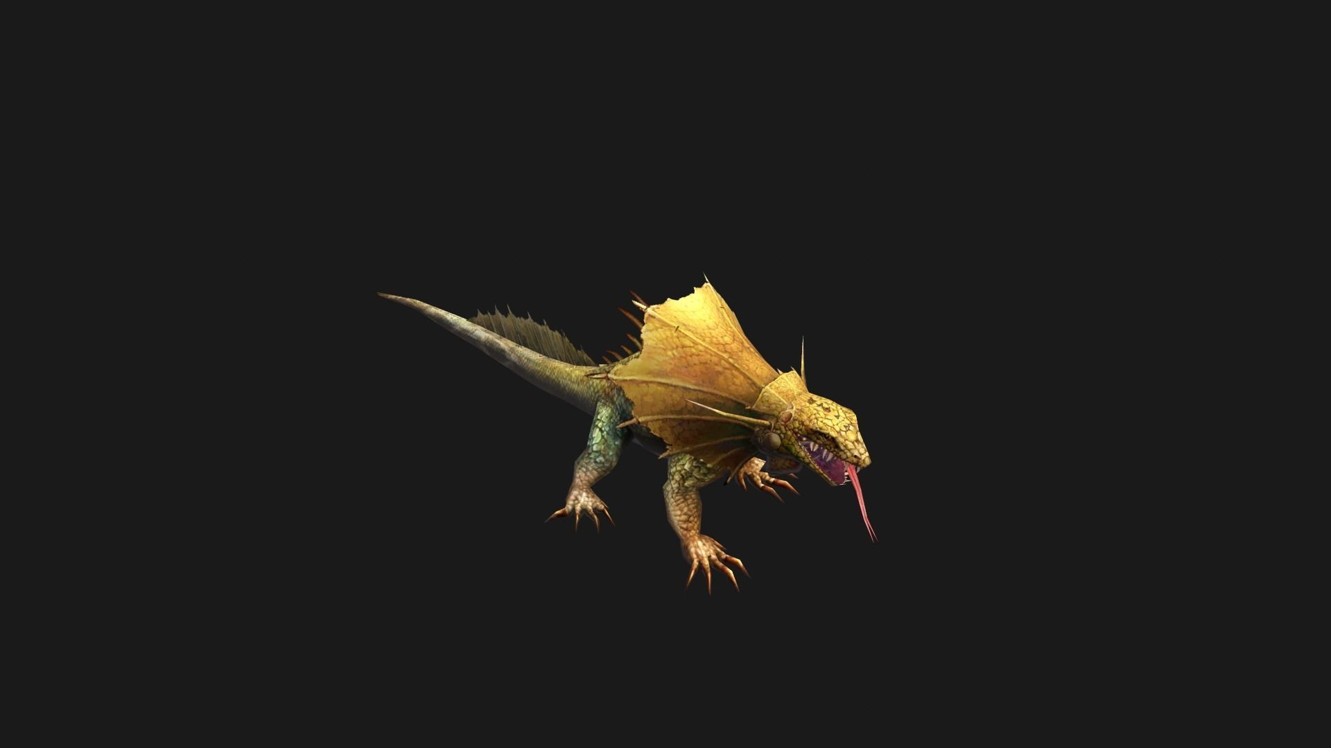 Animated Frill-Necked Lizard Low-poly 3D model_5