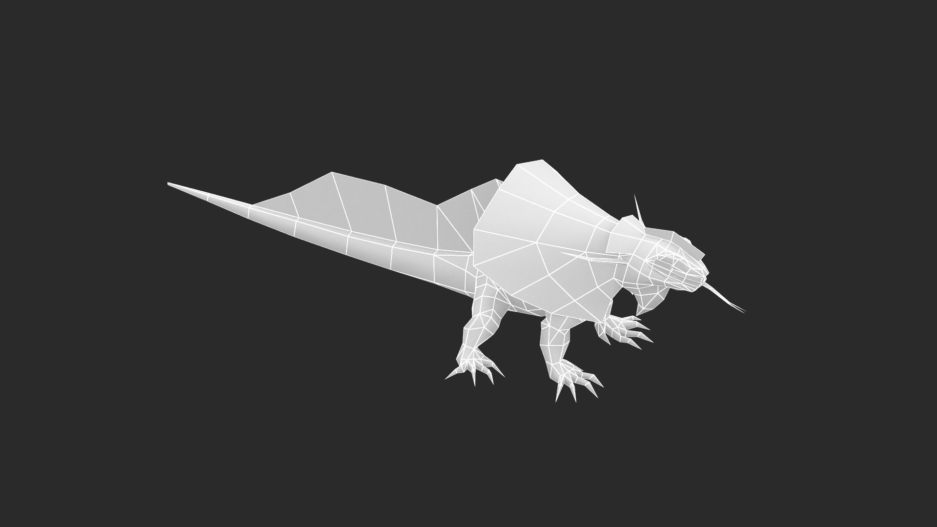 Animated Frill-Necked Lizard Low-poly 3D model_4