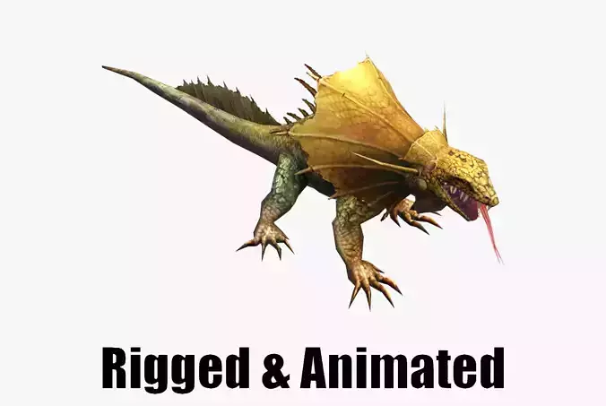 Animated Frill-Necked Lizard Low-poly 3D model