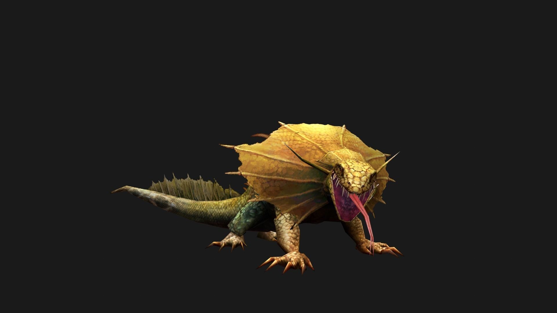 Animated Frill-Necked Lizard Low-poly 3D model_3