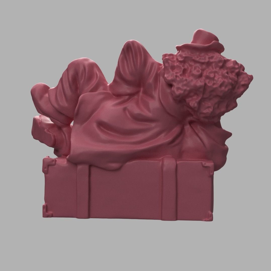 Clown lying on a suitcase 3D print model_9
