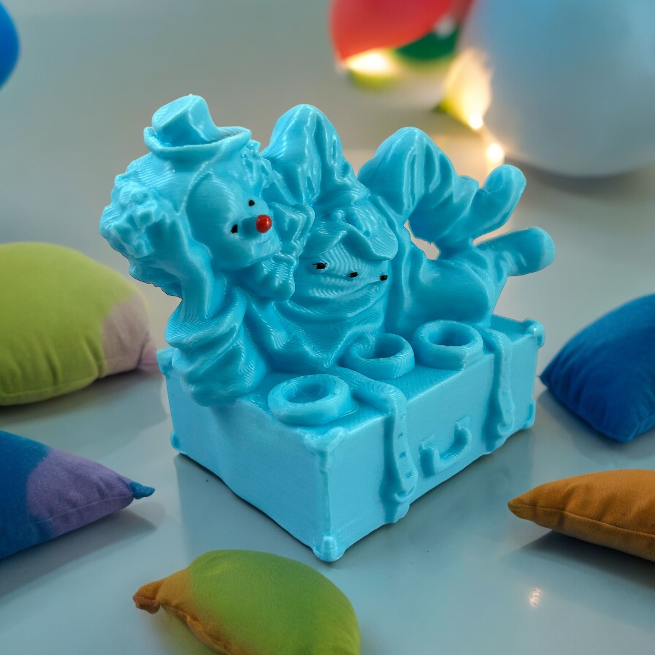 Clown lying on a suitcase 3D print model_4