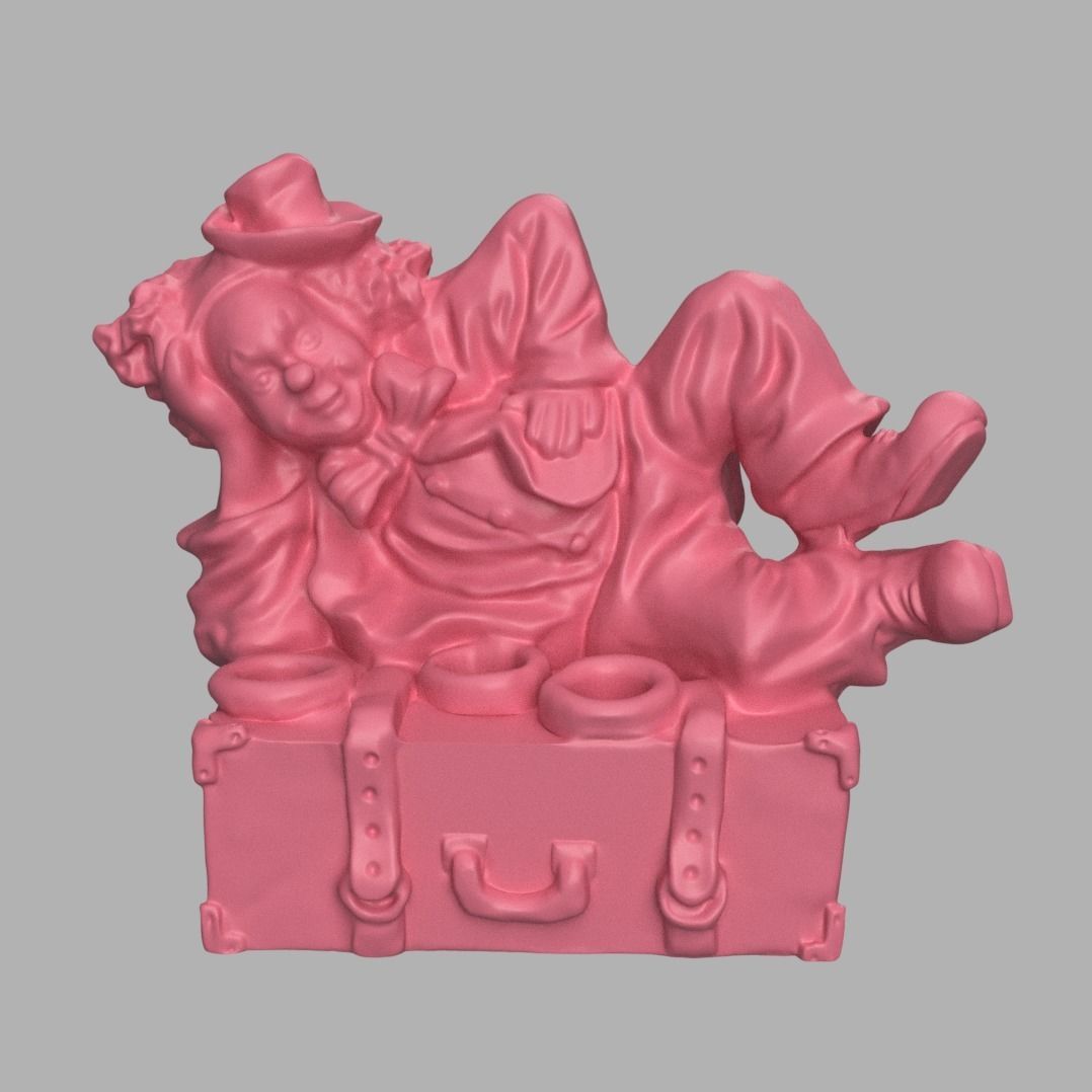 Clown lying on a suitcase 3D print model_6